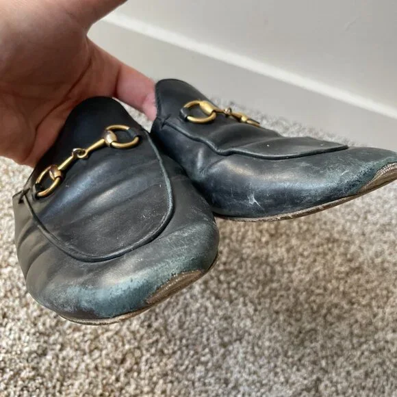 Gucci | Authentic Black Leather Princetown Horsebit Flat Mules - Picture 15 of 16